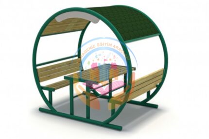 Catılı piknik Masası Metal Yesil Yuvarlak (cpm 05)